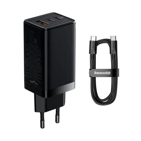 Зарядное устройство Baseus GaN3 Pro 65W 2 Type-C + 1 USB Port