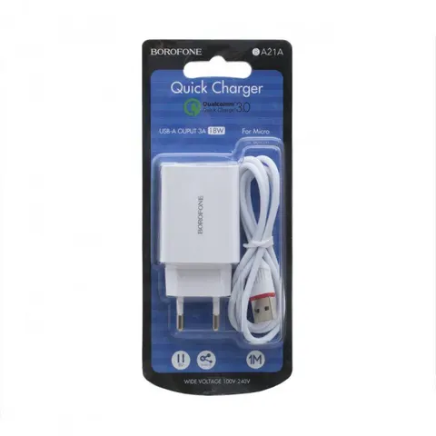 Зарядное устройство Borofone QC 3.0 Micro-USB (BA21A)