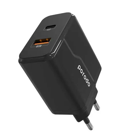 Блок питания Porodo GaN PD/QC с Lightning кабелем 20W