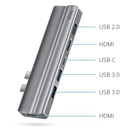 Адаптер-переходник Wiwu Adapter USB Type-C 8 in 1 T9 для Apple Macbook