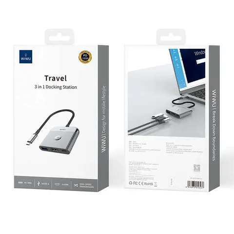 Адаптер-переходник Wiwu Wi-HB002 Traveling 3in1 USB C hub