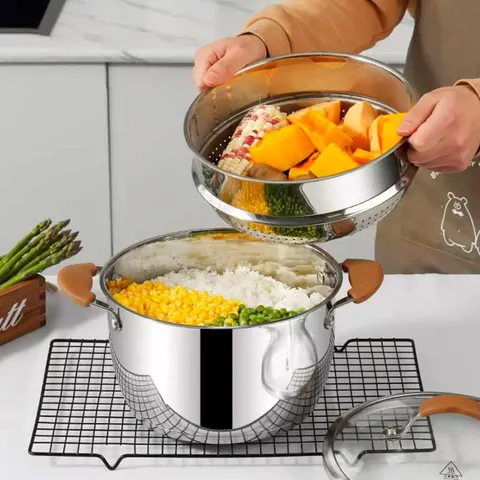 Кастрюля для супа из нержавеющей стали с пароваркой Хiaomi Mensarjor Stainless Steel Steamer