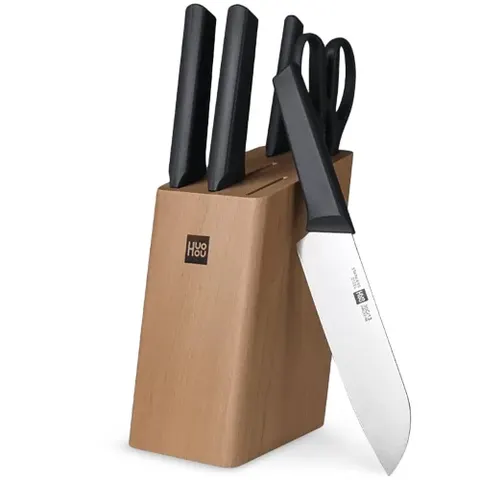Набор кухонных ножей Xiaomi Huo Hou Fire Kitchen Steel Knife Set с подставкой (6 предметов)