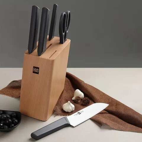 Набор кухонных ножей Xiaomi Huo Hou Fire Kitchen Steel Knife Set с подставкой (6 предметов)