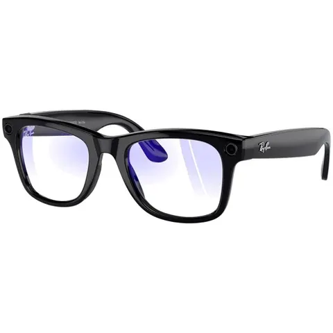 Солнцезащитные очки Ray-Ban Meta Wayfarer RW4006, Shiny Black / Clear (Blue-Violet Light Filter)