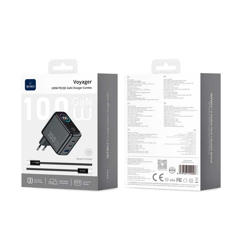 Зарядное устройство Wiwu Voyager 100W PD/QC GaN Charger Combo EU