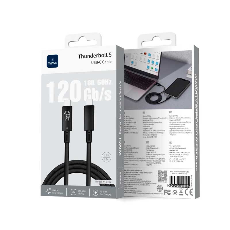 Кабель Wiwu Thunderbolt 5 USB-C Cable (Wi-C102)
