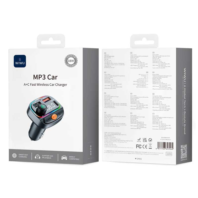 WiWU Wi-QC031 MP3 Car Charger Bluetooth 5.3 Car FM Transmitter