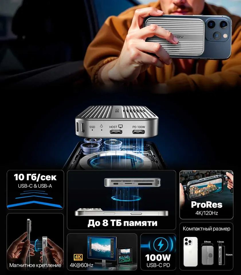 HUB Док-станция для iPhone ACASIS 10Gbps Magnetic Docking Station (1)