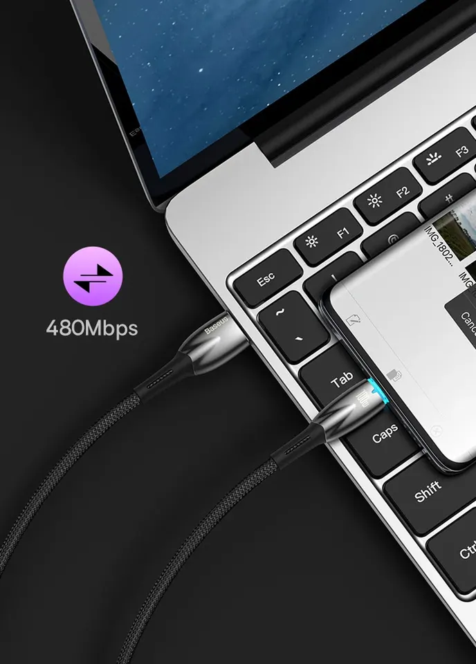 Кабель Baseus 100W Glimmer Series Fast Charging Data Cable Type-C to Type-C (3)