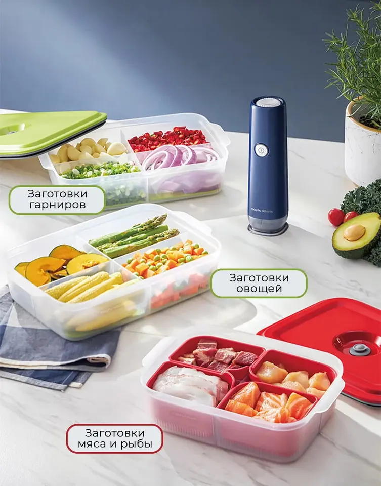 Вакуумный упаковщик Morphy Richards Cordless Vacuum Sealer + набор контейнеров для еды MR1119 (8)