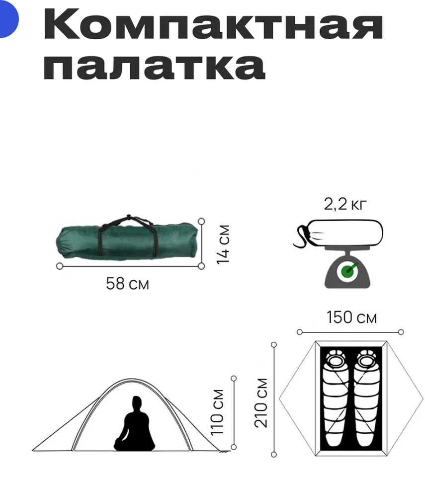 Палатка для кемпинга KYZ-0015 (1-2 чел) (3)