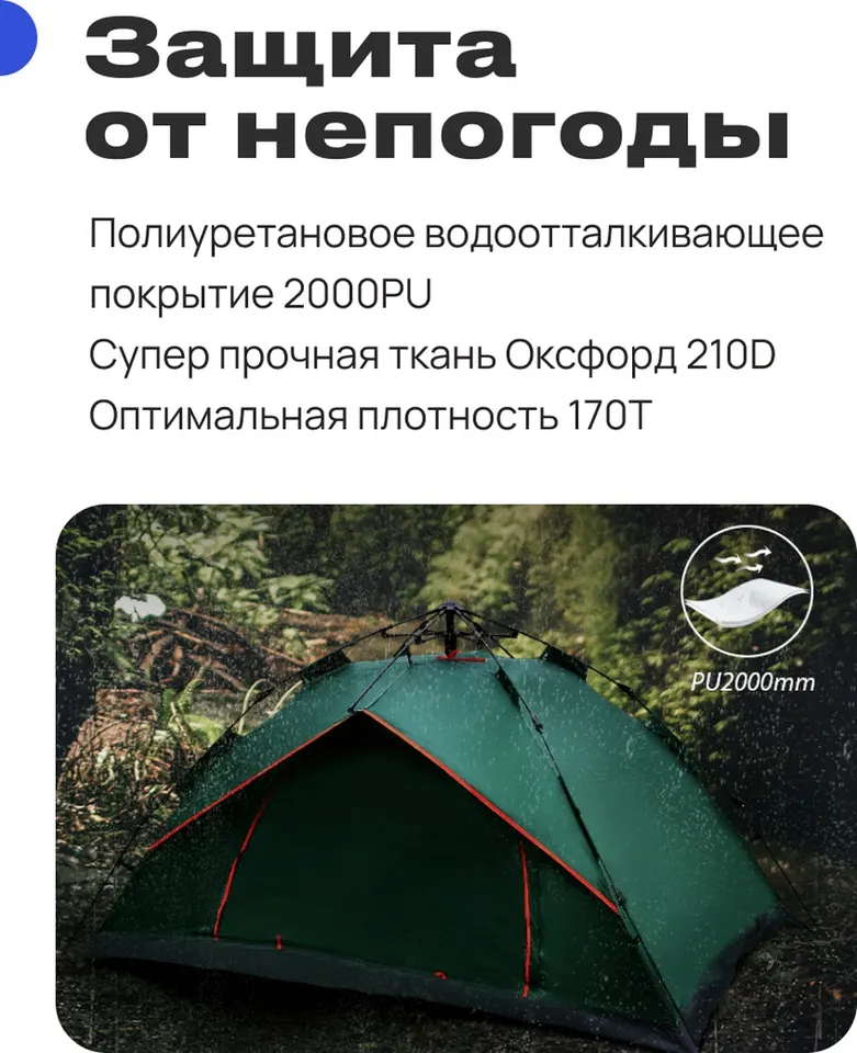 Палатка для кемпинга KYZ-0015 (3-4 чел) (4)