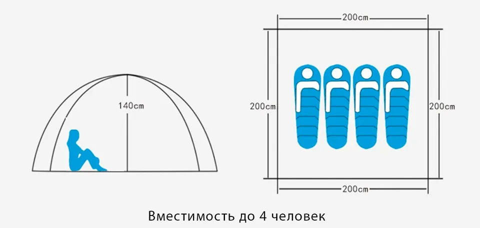 Палатка для кемпинга KYZ-0023 (3-4 чел) (3)