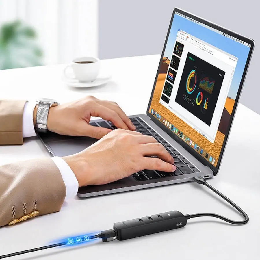 Конвертер сигнала UGreen USB 3.0 Hub with 10/100 Ethernet Adapter (50619) (3)