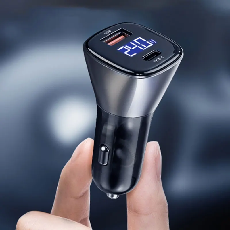 Автомобильное зарядное устройство Wiwu Dual Port A+C PD72W Car Charger PC500 (2)
