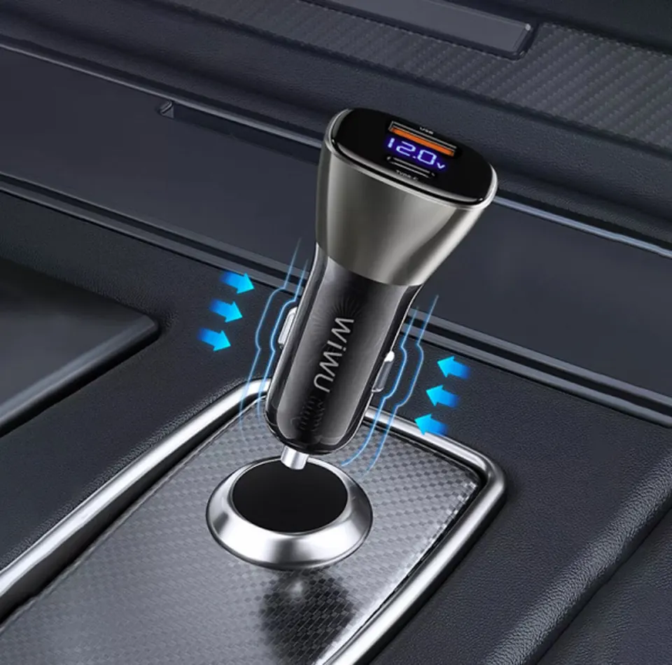 Автомобильное зарядное устройство Wiwu Dual Port A+C PD72W Car Charger PC500 (3)