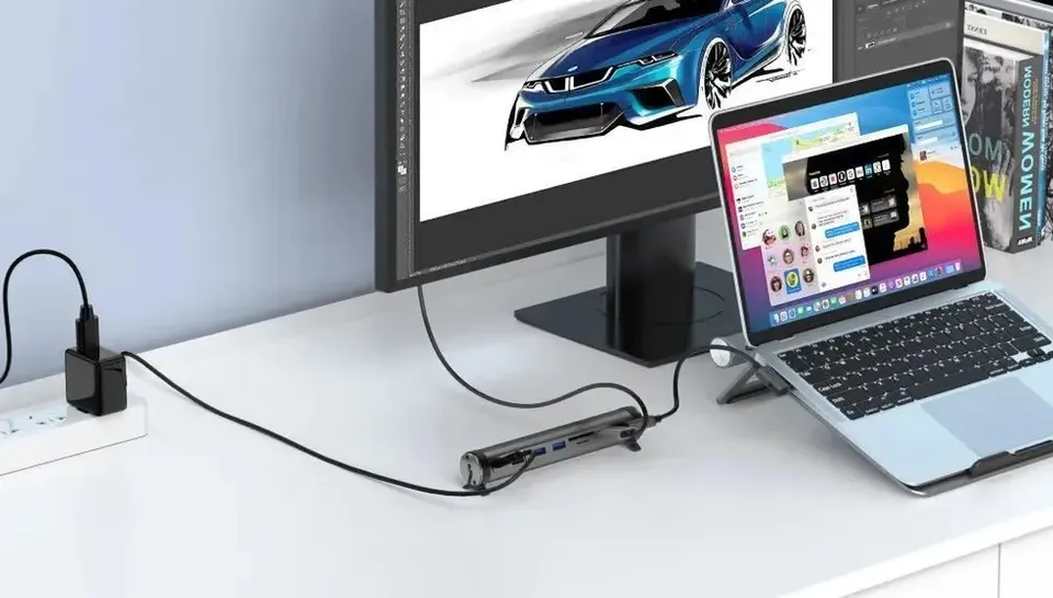 Подставка для ноутбука Wiwu Laptop Stand Hud 8 in 1 USB-C Docking Staton A821CH (1)