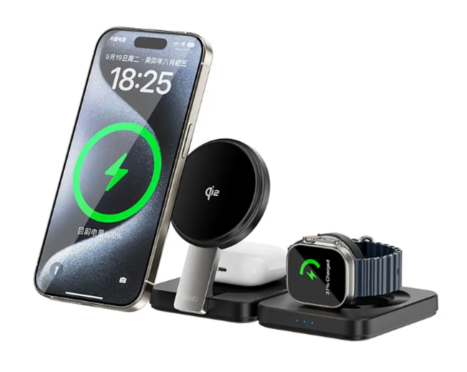 Беспроводное зарядное устройство Wiwu qi2 3 in 1 Foldable Wireles Charger Wi-W028 (2)