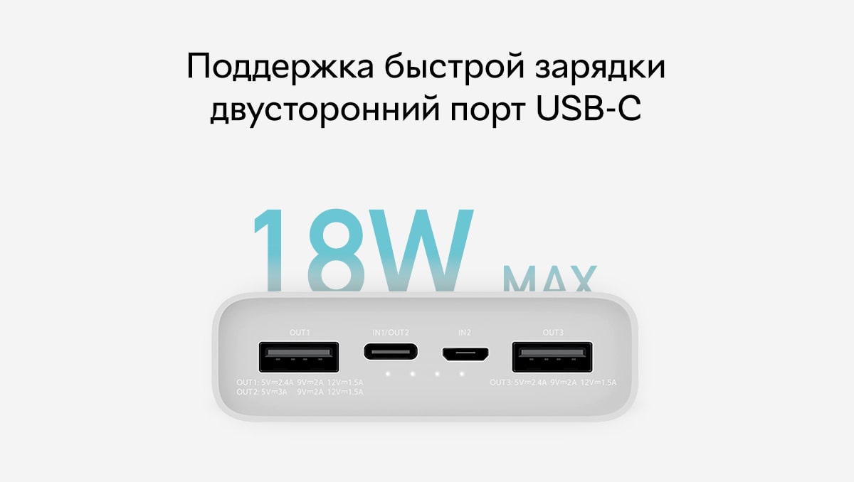 Внешний аккумулятор Xiaomi Mi Power Bank 3 20000 mAh (2)