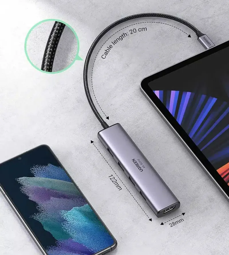 Универсальный адаптер UGreen USB-C Multifunction Adapter 5-in-1 (20955) (4)