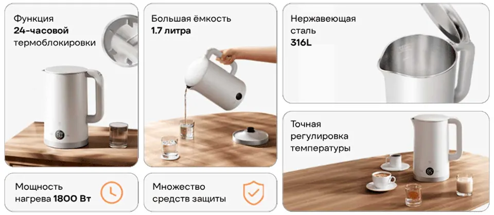 Электрический термостатический чайник Xiaomi Mijia Smart Kettle 3 (2)