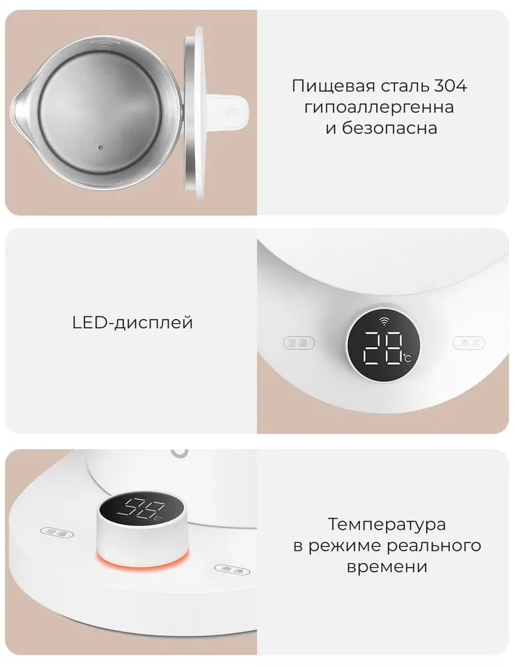 Умный термостатический чайник Xiaomi Mijia Thermostatic Kettle 2 Pro (3)