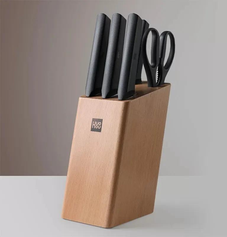 Набор кухонных ножей Xiaomi Huo Hou Fire Kitchen Steel Knife Set с подставкой (6 предметов) (1)
