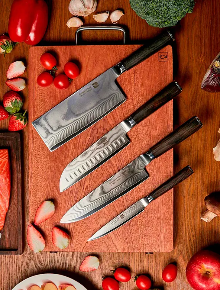 Набор кухонных ножей Xiaomi HuoHou Damascus Knife Set Ling Series (7)