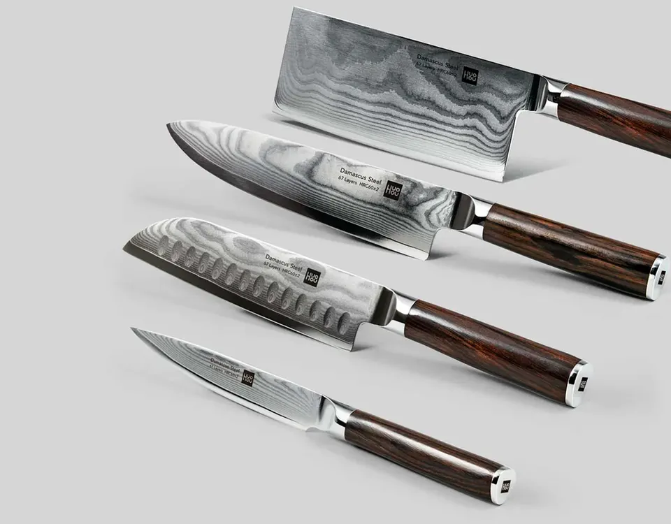 Набор кухонных ножей Xiaomi HuoHou Damascus Knife Set Ling Series (3)