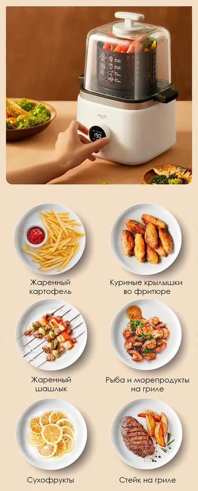 Электро барбекю Deerma Air Fryer 2L DEM-KZ200 (3)