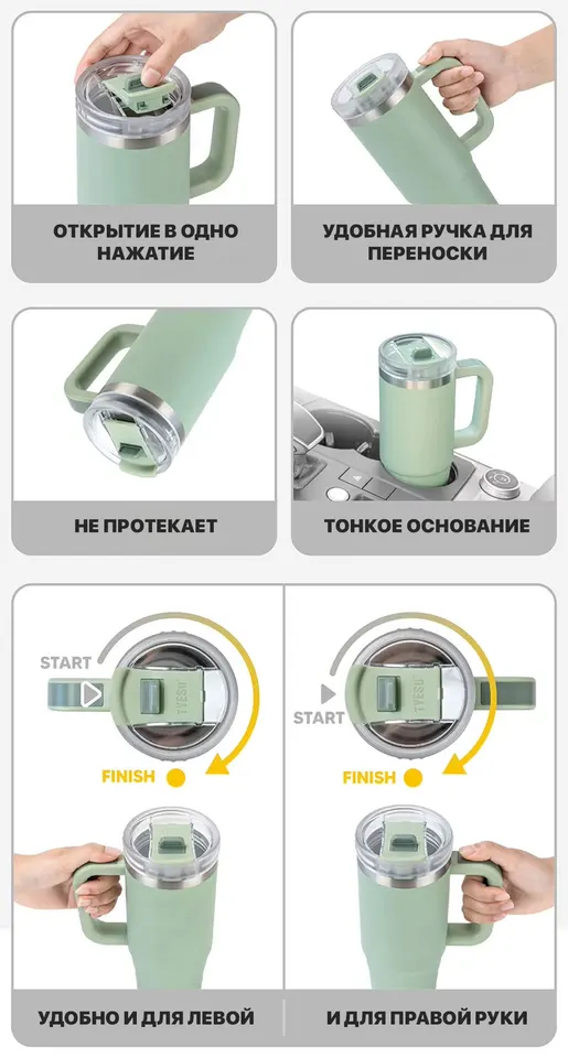 Термокружка Tyeso 1200ml (TS-8868) (2)