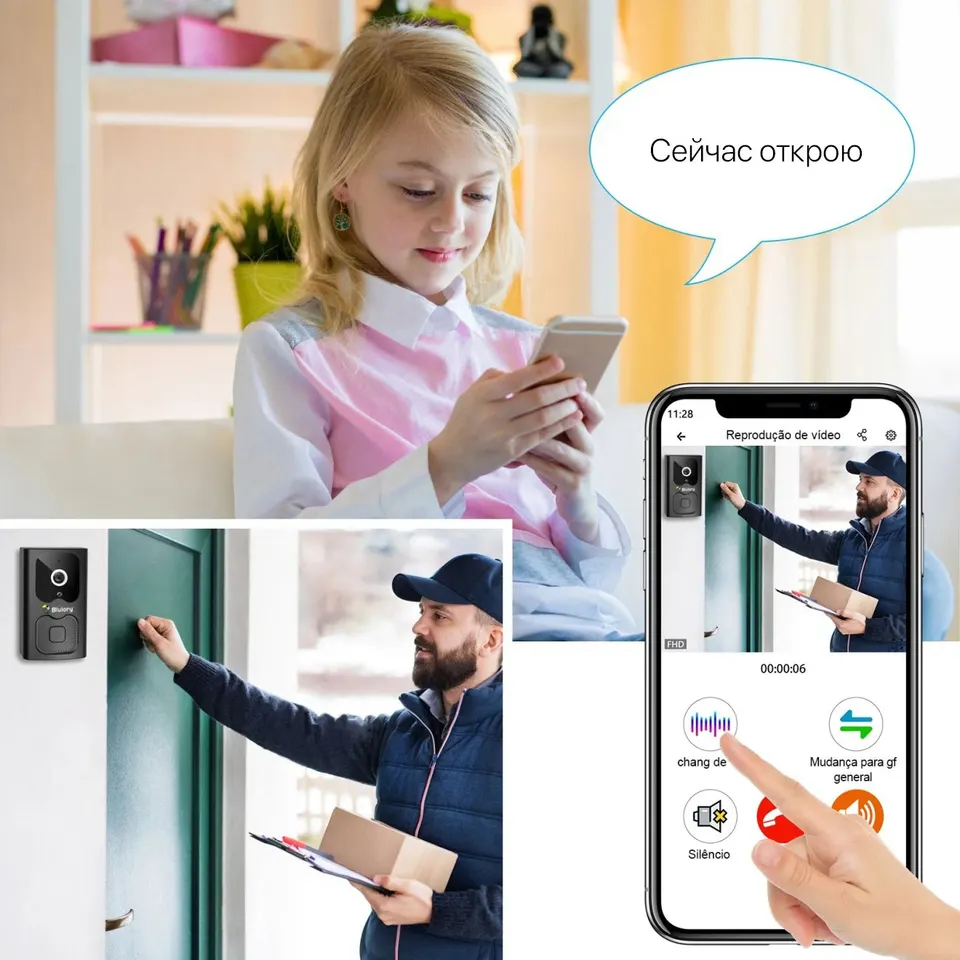 Умный дверной звонок с камерой Blulory Smart Doorbell System X6 (домофон) (1)