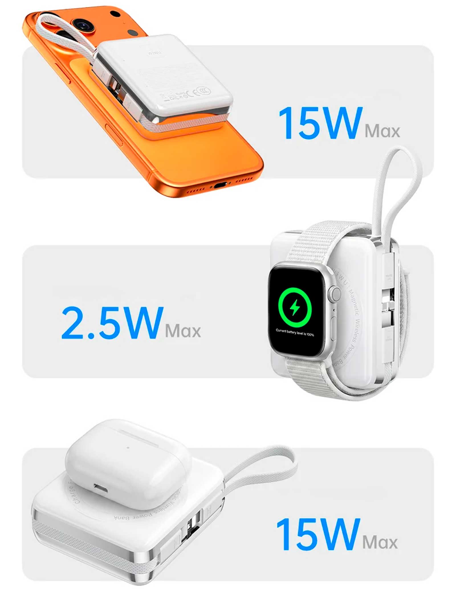 Внешний аккумулятор Wiwu 3 in 1 Mag plus Power Bank XF17 (4)